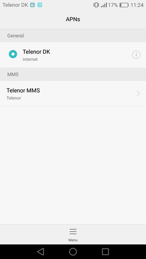 Select the Internet access point