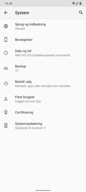 Vælg Systemopdatering