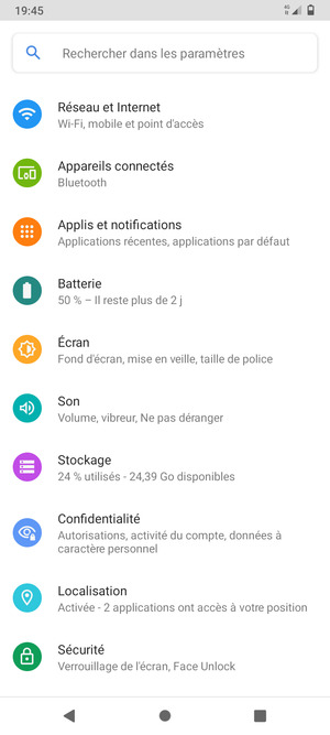 Sélectionnez Réseau et Internet