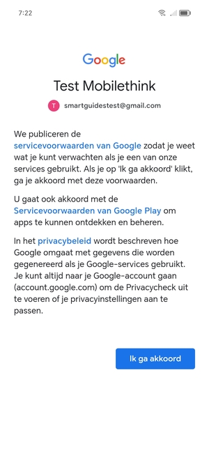Selecteer Ik ga akkoord