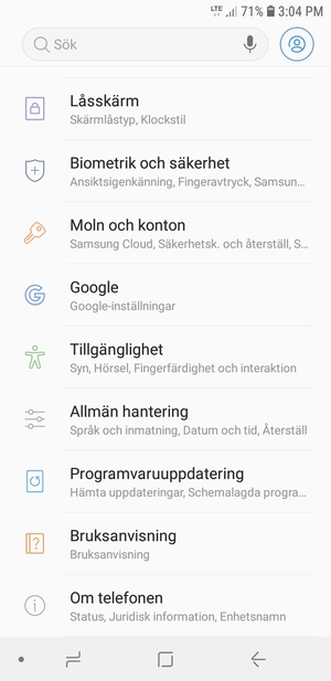 Scrolla till och välj Programvaruuppdatering
