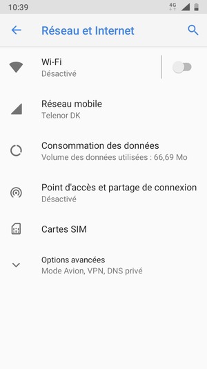 Sélectionnez Réseau mobile