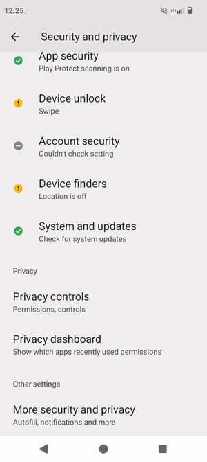 To change the PIN for the SIM card, go to the Security and privacy menu and scroll to and select More security and privacy