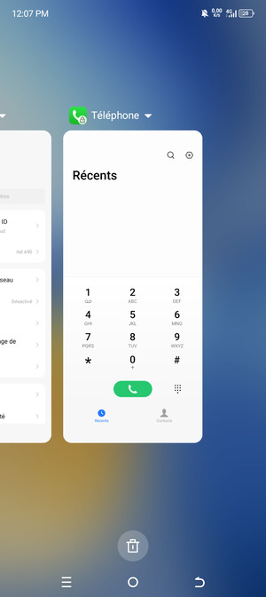 Sélectionnez l'icône Supprimer pour fermer toutes les applis en cours d'exécution