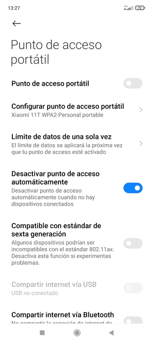 Seleccione Configurar punto de acceso portátil