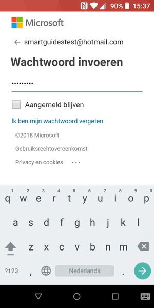 Voer uw Hotmail wachtwoord in en selecteer VOLGENDE