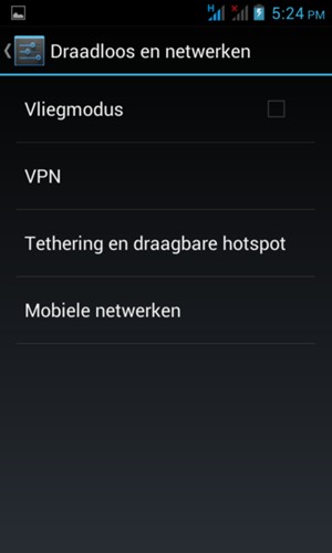 Selecteer Mobiele netwerken