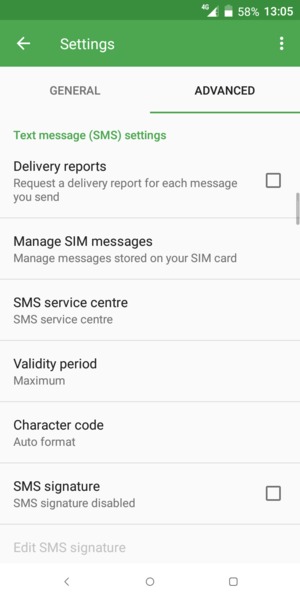 Select SMS service centre