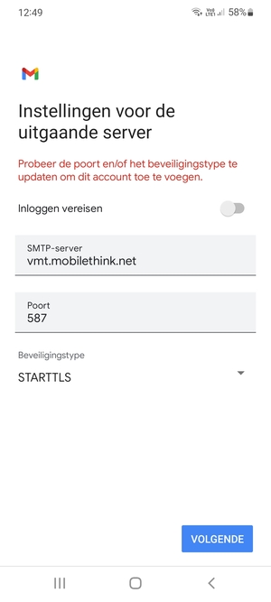 Selecteer Beveiligingstype