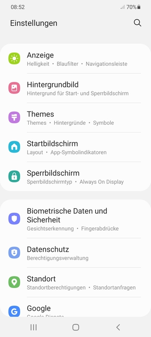 Scrollen Sie und wählen Sie Biometrische Daten und Sicherheit