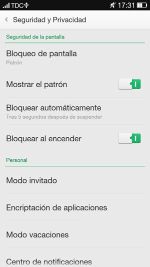 Seleccione Bloqueo de pantalla