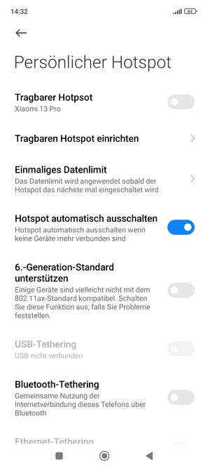 Wählen Sie Tragbaren Hotspot einrichten