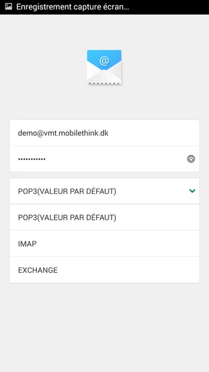 Sélectionnez POP3(VALEUR PAR DÉFAUT) ou IMAP