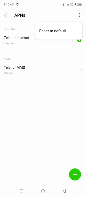 Select Reset to default