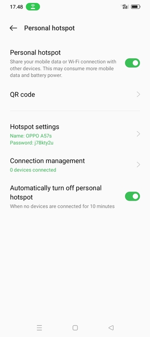 Your phone is now set up for use as a modem