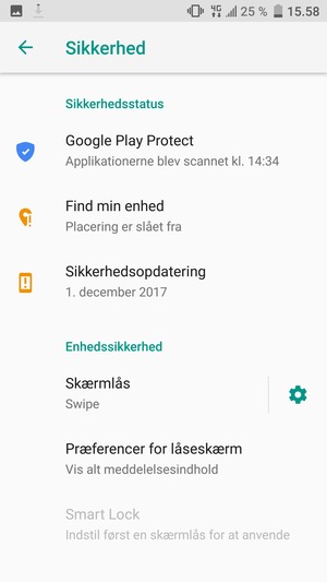 Vælg Skærmlås