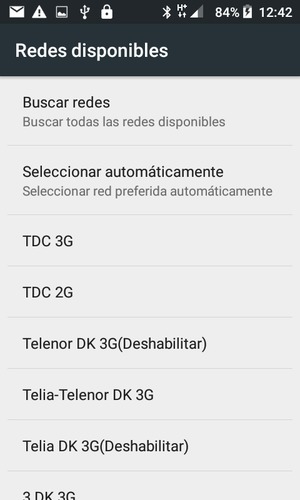 Seleccione un operador de red de la lista