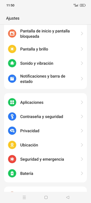 Desplácese y seleccione Contraseña y seguridad