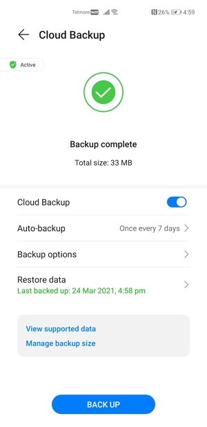 A backup is now created