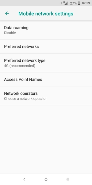 Select Preferred network type