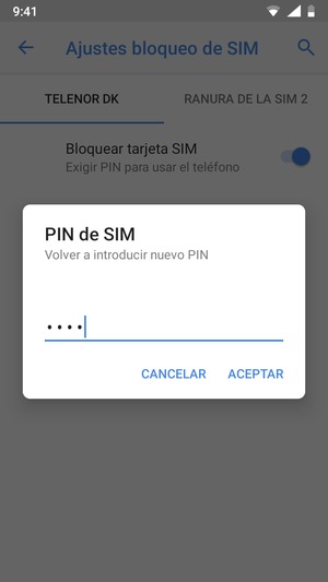 Confirme su nuevo PIN de SIM y seleccione ACEPTAR