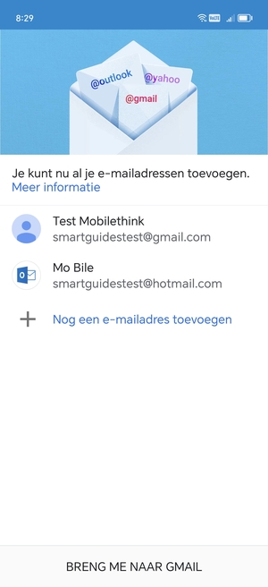 Selecteer BRENG ME NAAR GMAIL