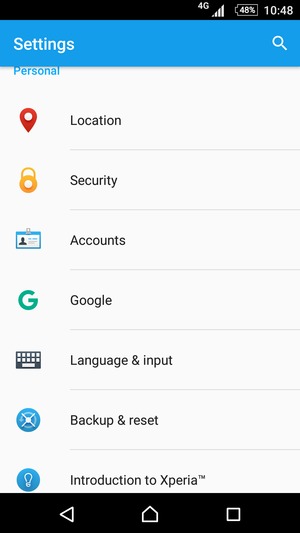 Scroll to and select Security