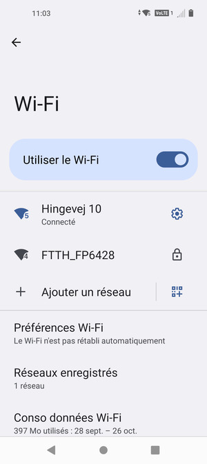 Vous êtes maintenant connecté au réseau Wi-Fi