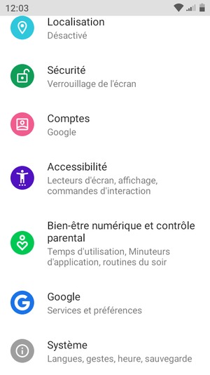 Faites défiler et sélectionnez Sécurité