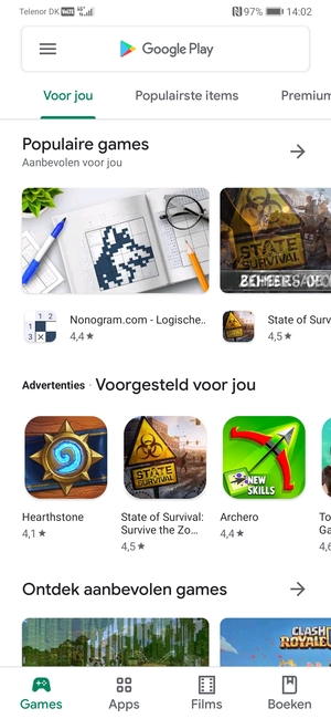 Selecteer de zoekbalk