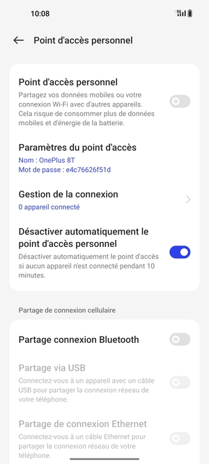Sélectionnez Paramètres du point d'accès