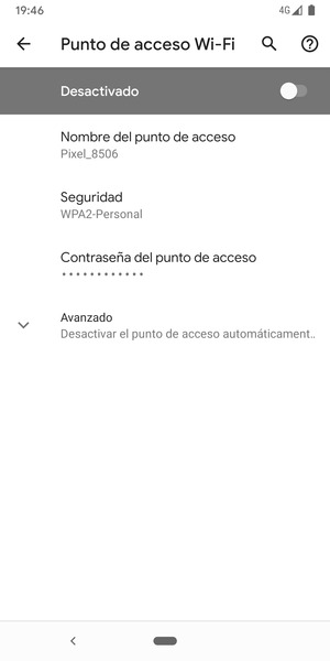 Seleccione Contraseña del punto de acceso