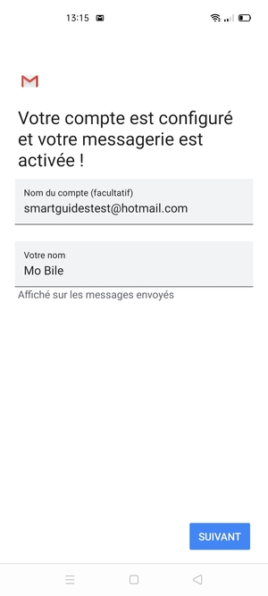 Donnez un nom à votre compte et saisissez votre nom. Sélectionnez SUIVANT
