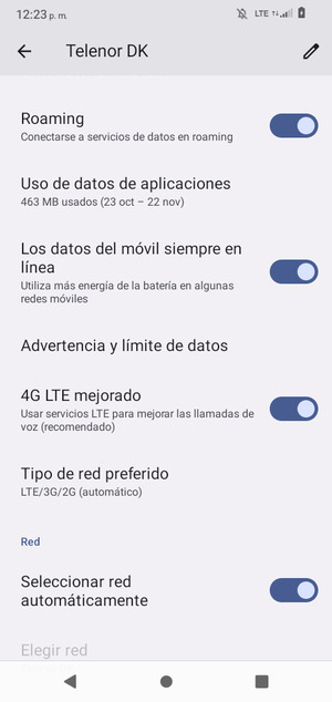 Activar o desactivar Roaming