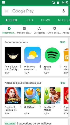 Sélectionnez la barre de Recherche