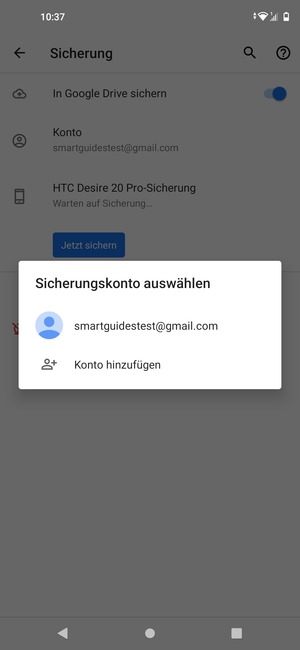 Wählen Sie Ihr Konto für Backup