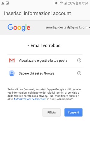 Seleziona Consenti