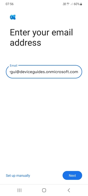 Enter your Email address and  select Set up manually