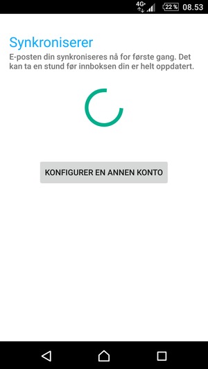 Vent til synkroniseringen er ferdig