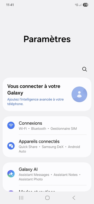 Sélectionnez Connexions