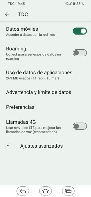 Seleccione Ajustes avanzados