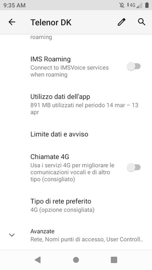 Scorri e seleziona Avanzate