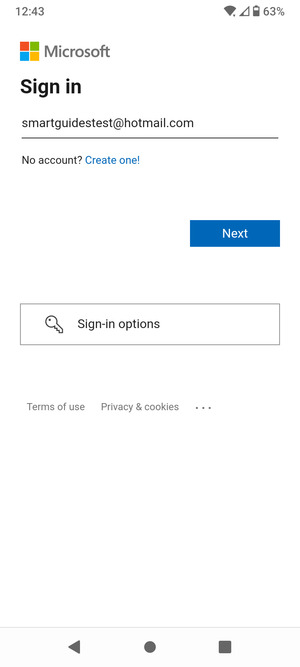 Enter your Email address and select Next