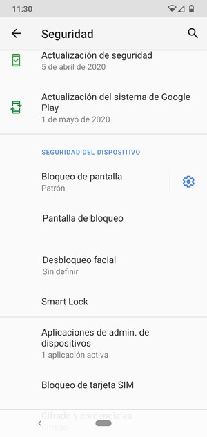 Seleccione Bloqueo de tarjeta SIM