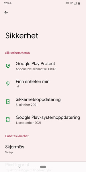 For å aktivere skjermlåsen, gå til Sikkerhet-menyen og velg Skjermlås