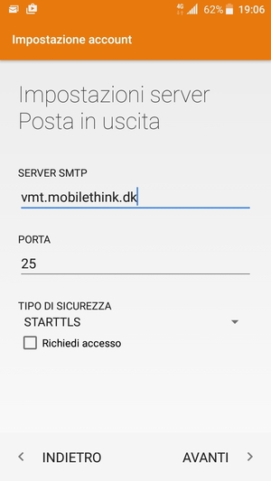 Deseleziona la casella di controllo Richiedi accesso e seleziona AVANTI