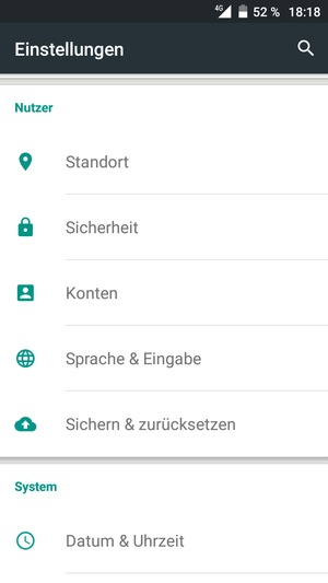 Scrollen Sie und wählen Sie Konten