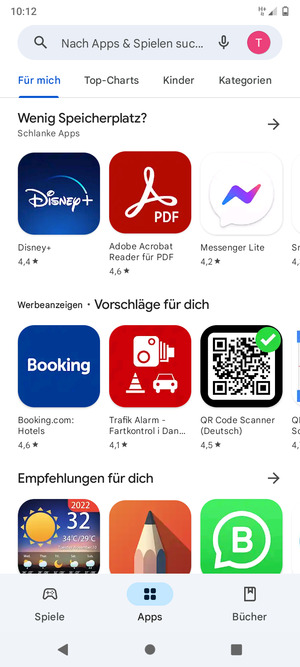 Wählen Sie die Suchleiste