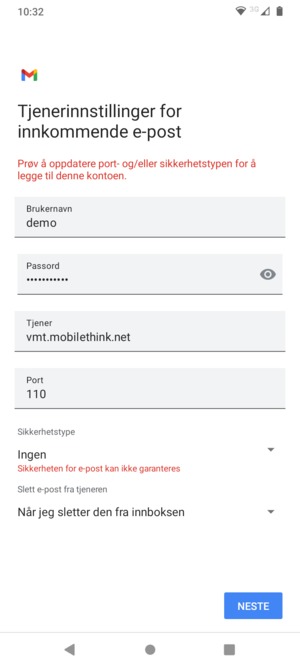 Velg NESTE