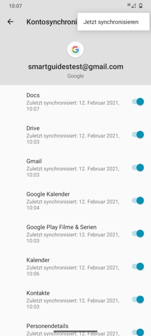 Wählen Sie Jetzt synchronisieren